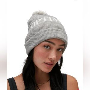 NWT Spiritual Gangster - Eternal Optimist Pom Pom Beanie Heather Grey